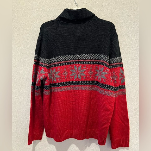 Club Room Fair Isle Sweater Black Red Roll Over Collar Size XXL NWT Ski Nordic - Picture 6 of 8